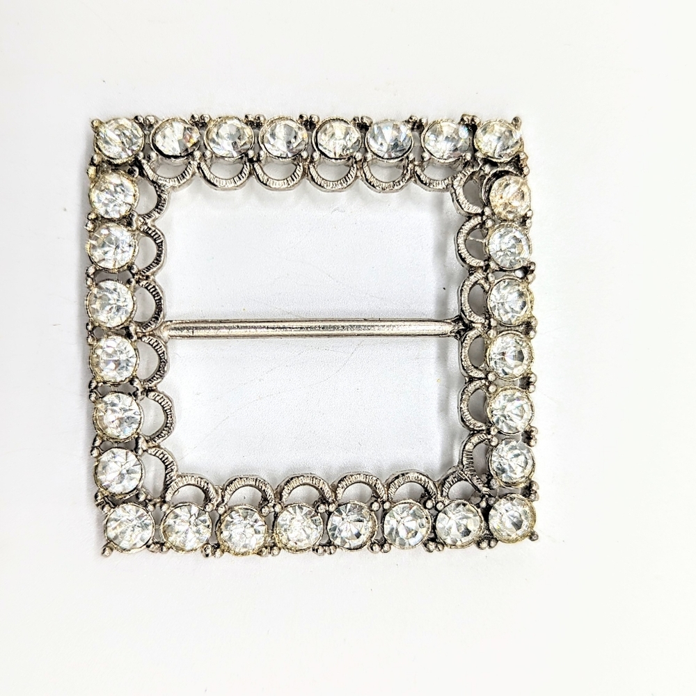 Vintage Rhinestone Silverstone Belt Buckle